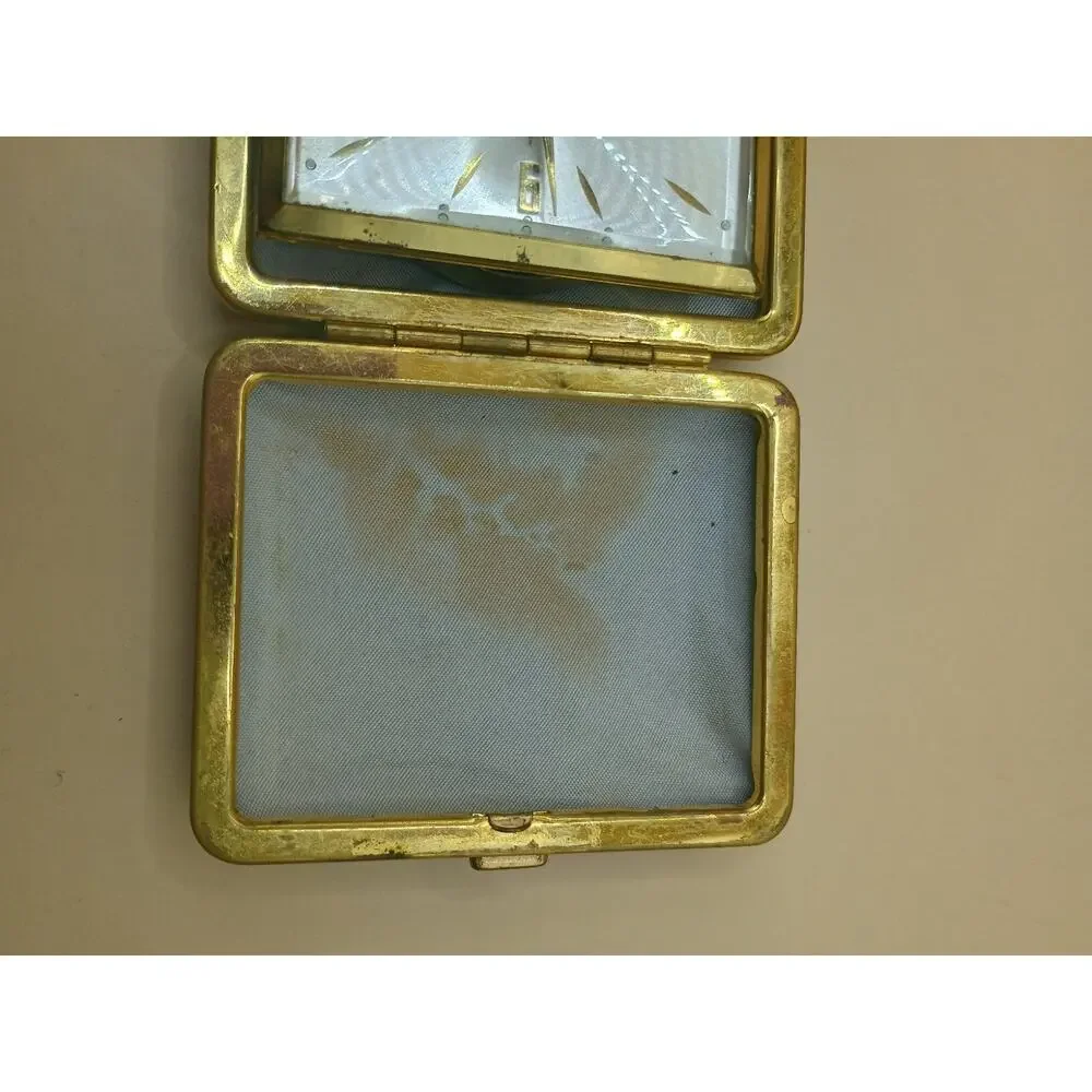 Vintage Seth Thomas Travel Alarm Clock, Germany, Gold Tone Folding Case, 3